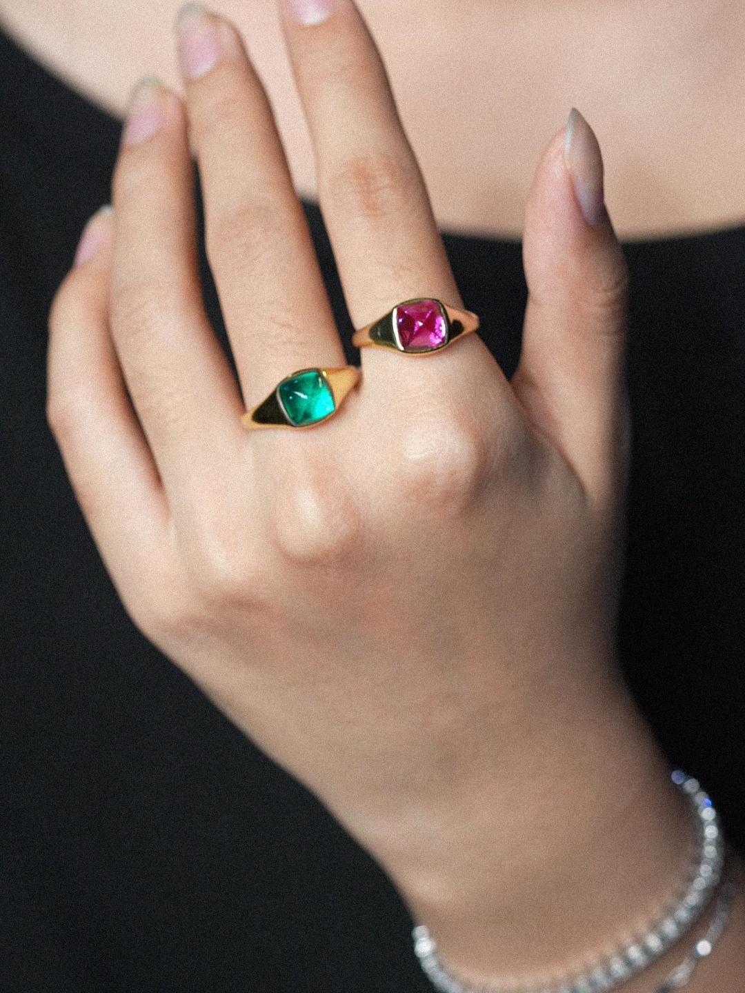 Metal type_14K Yellow Gold&Gemstone_Colombian Emerald