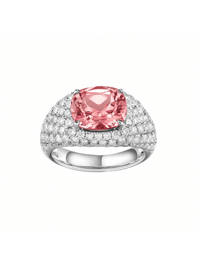 Yellow cushion-cut ring with hand-set setting detail view showcasing the jewelry design and finish