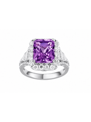 Canary yellow sapphire radiant-cut ring with hand-set setting detail view showcasing the jewelry design and finish