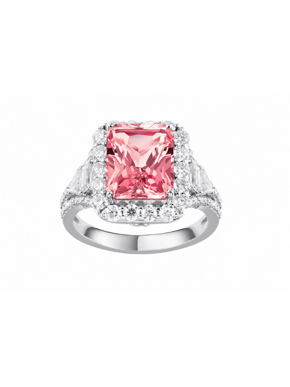 REINE Radiant-Cut Lab-Grown Gemstone with Moissanite Halo Ring
