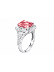 Sapphire radiant-cut ring with hand-set setting angled view showing the silhouette and craftsmanship