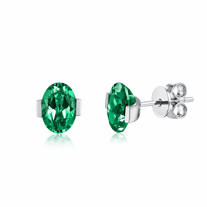 ROMY Oval-Cut Lab-Grown Gemstone Stud Earrings