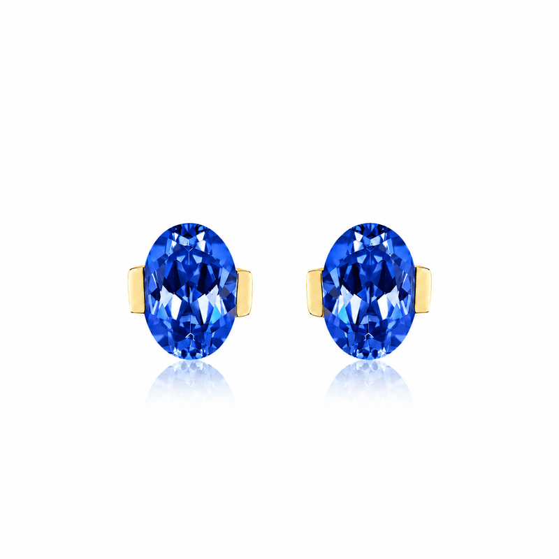 ROMY Oval-Cut Lab-Grown Gemstone Stud Earrings