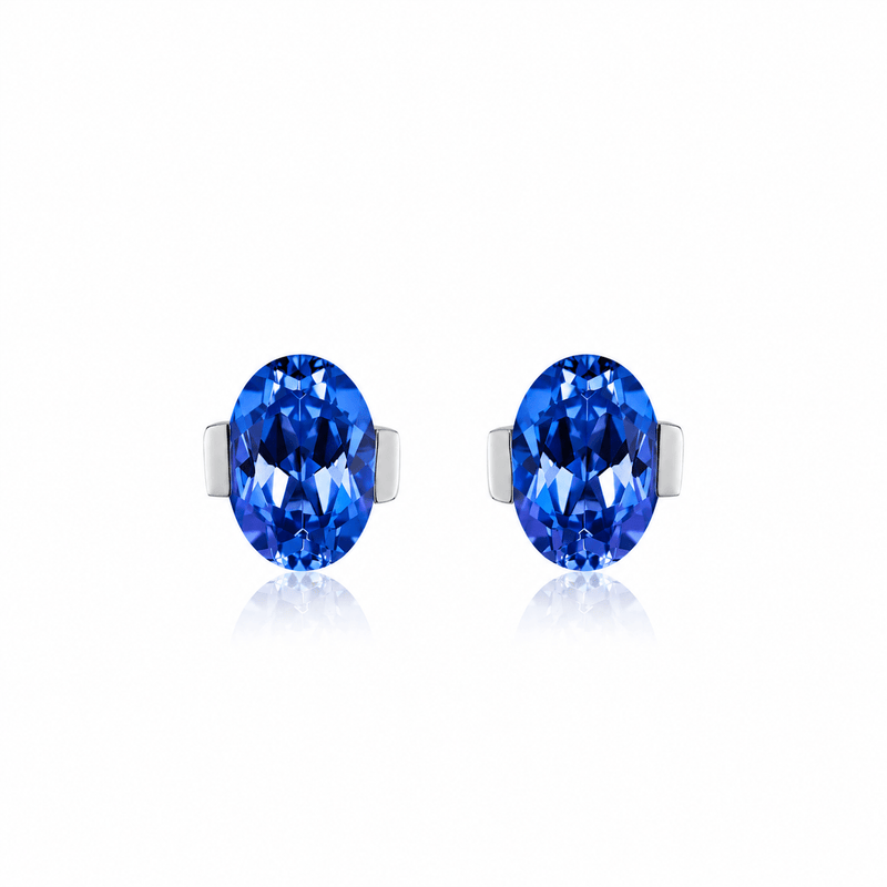 ROMY Oval-Cut Lab-Grown Gemstone Stud Earrings