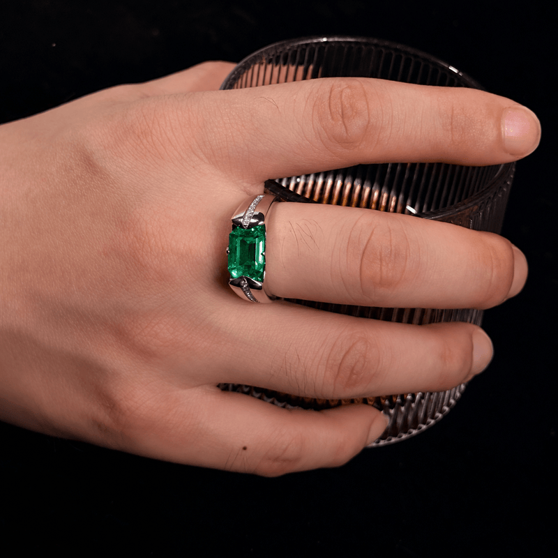 SOREN East-West Emerald-Cut Lab-Grown Gemstone Signet Ring
