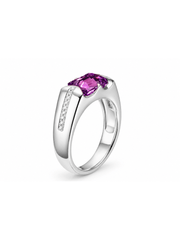 Emerald-cut ring with hand-set setting detail view showcasing the jewelry design and finish