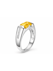 Emerald-cut ring with hand-set setting detail view showcasing the jewelry design and finish