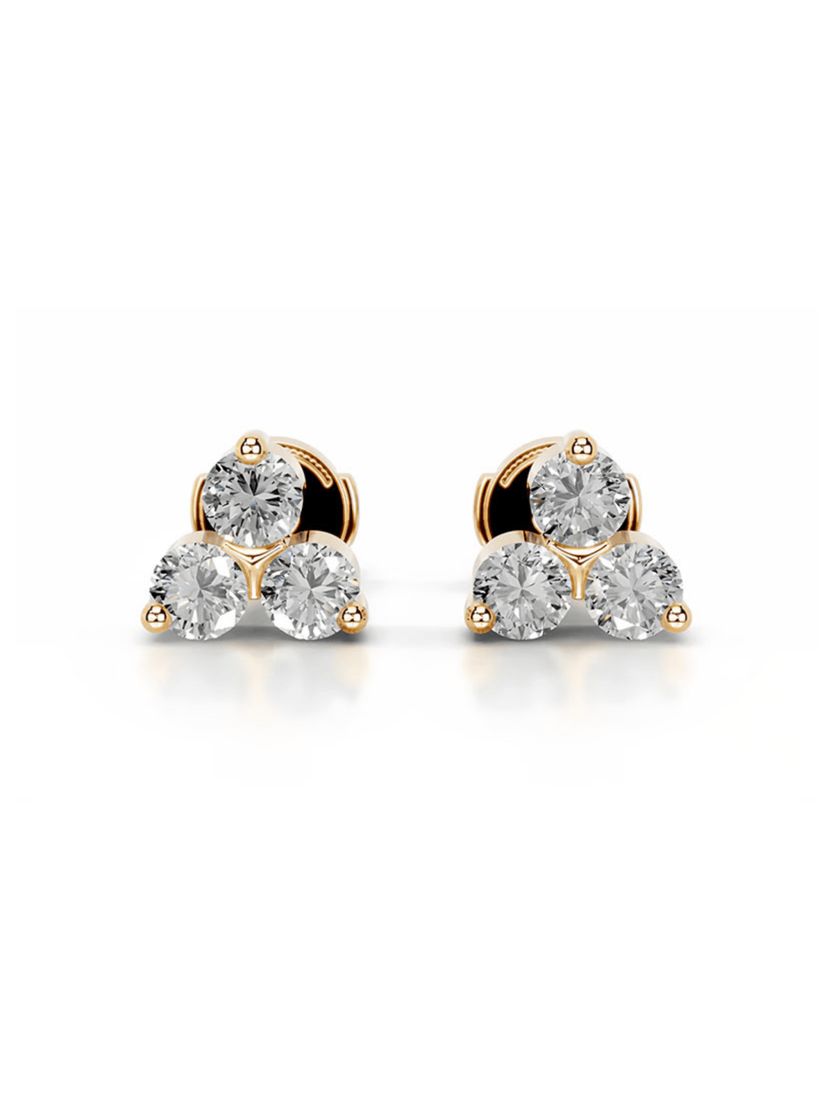 TRIA Round-Cut Moissanite Three-Stone Cluster Stud Earrings