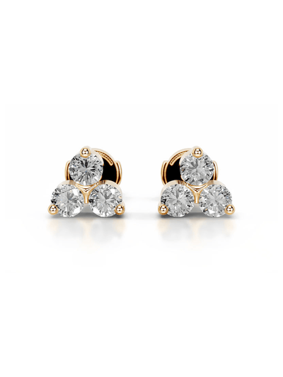 Moissanite Three-Stone Cluster Stud